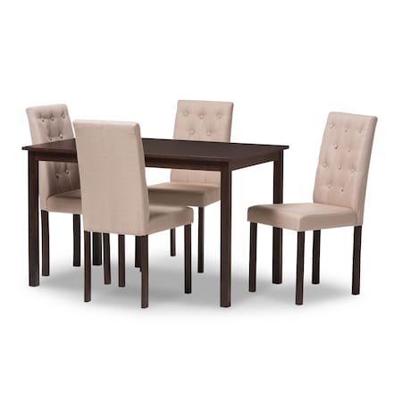 Baxton Studio Gardner 5-PC Dark Brown Finished Beige Upholstered Dining Set 131-5255-7131